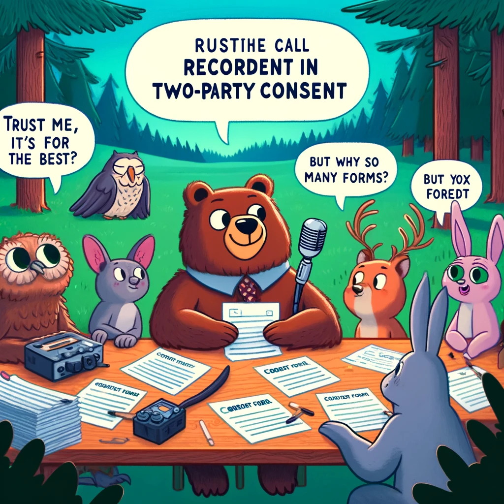 Even the animal kingdom has to navigate the tricky waters of two-party consent laws. Just imagine a bear trying to explain to a deer why it needs to sign a consent form!