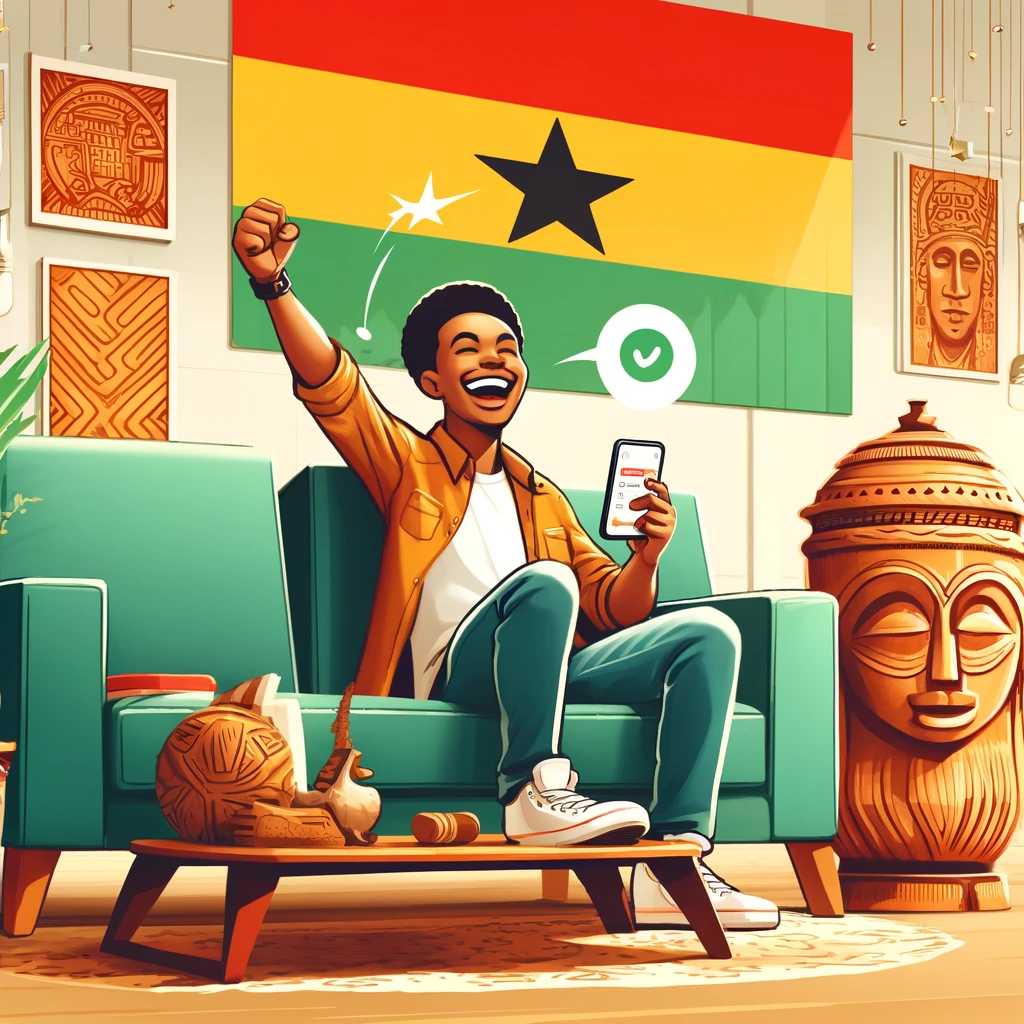 Relaxing after a perfect call to Ghana, because sometimes the best part of using the +233 country code is the comfort of your own home.