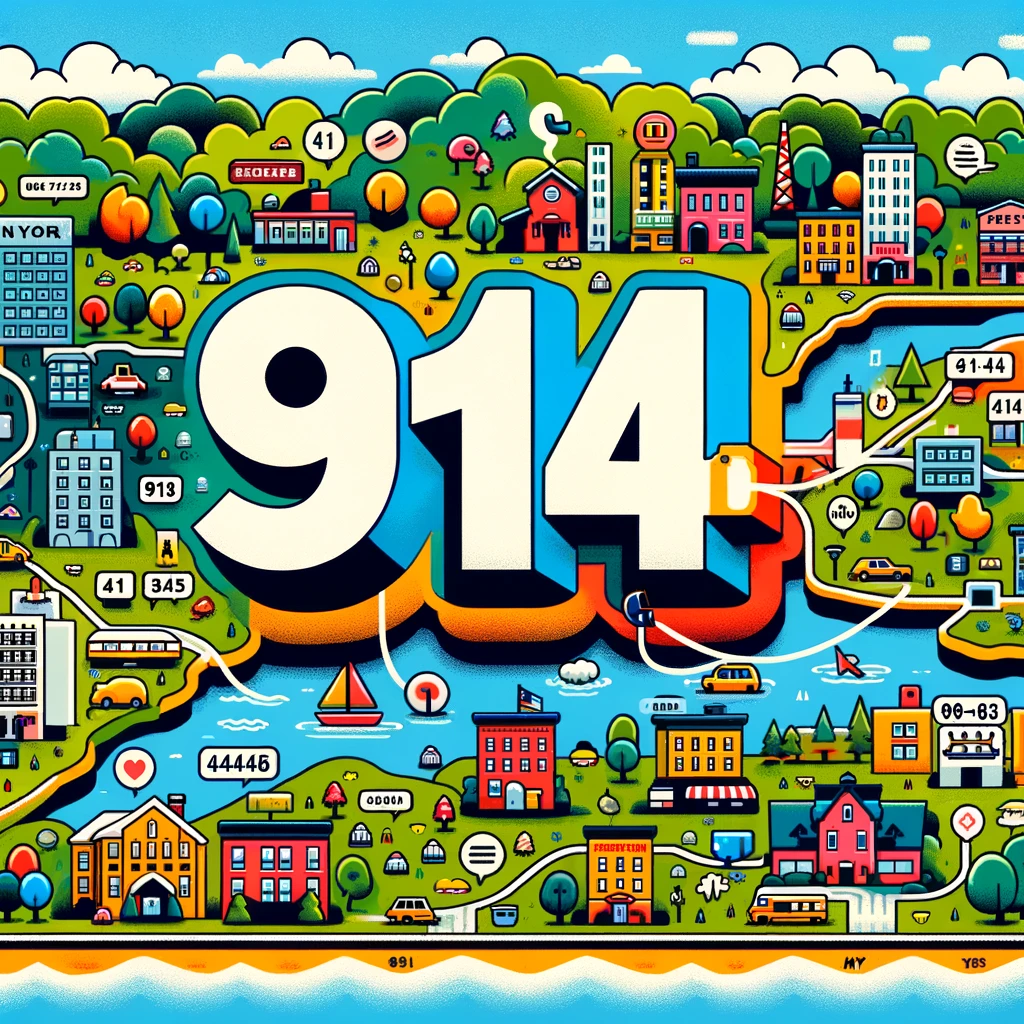 Check out this lively map of Westchester County, where the 914 area code comes to life with cartoon buildings and ringing phones, proving that even maps can have a sense of humor!