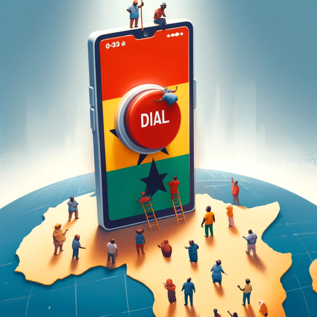 Dialing into Ghana is just a big red button away! Watch as people from around the globe climb up to connect with the 233 country code in this playful take on international communication.
