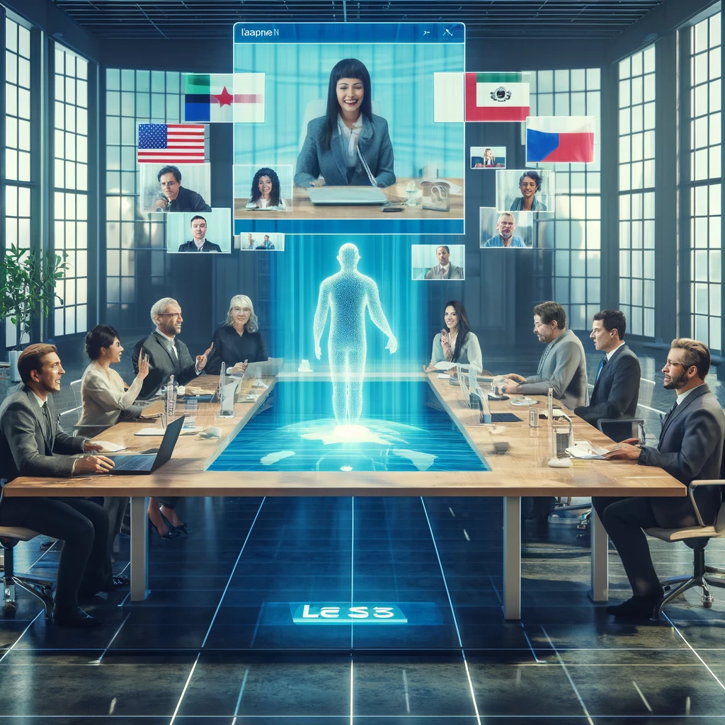 At this holographic business meeting, it's like your international colleagues are right there in the room — except nobody has to worry about who ate the last donut.